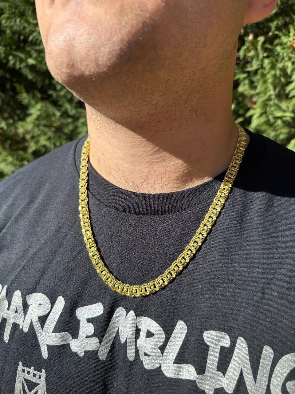 Bismark Garibaldi Chino Link Chain Necklace - 14k Gold Vermeil 925 Silver - 18"-28" - 9mm