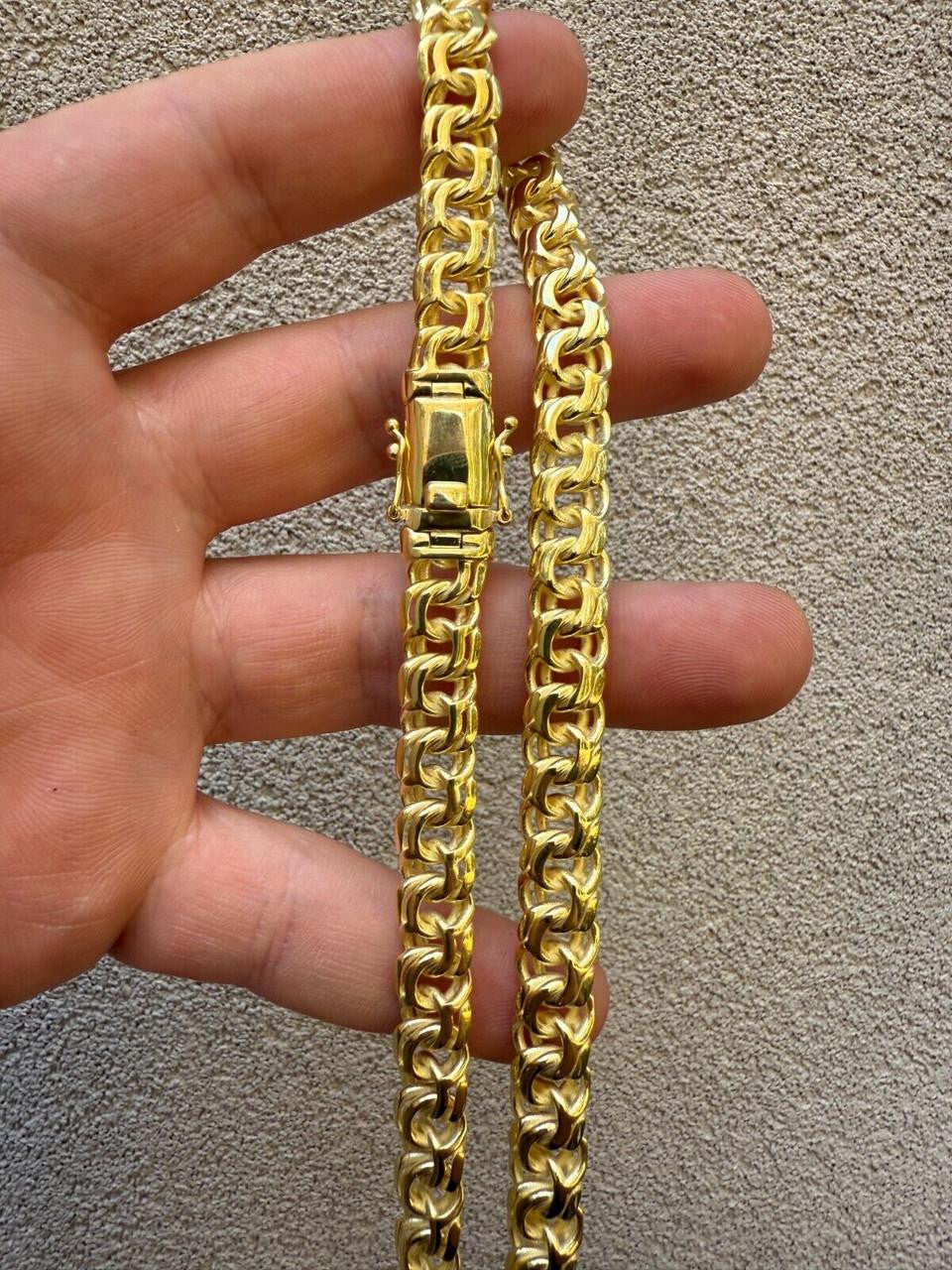 Bismark Garibaldi Chino Link Chain Necklace - 14k Gold Vermeil 925 Silver - 18"-28" - 9mm