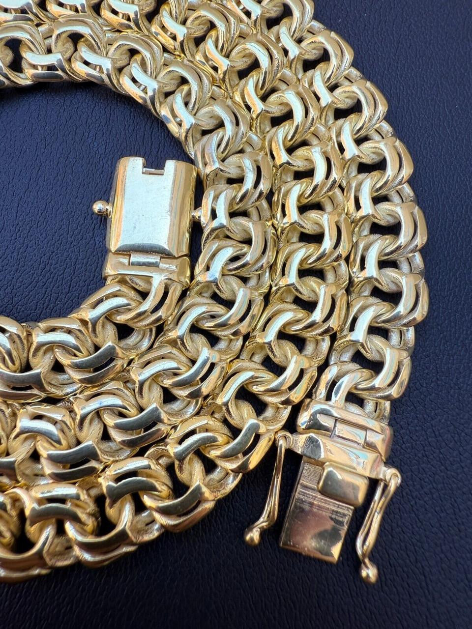 Bismark Garibaldi Chino Link Chain Necklace - 14k Gold Vermeil 925 Silver - 18"-28" - 9mm