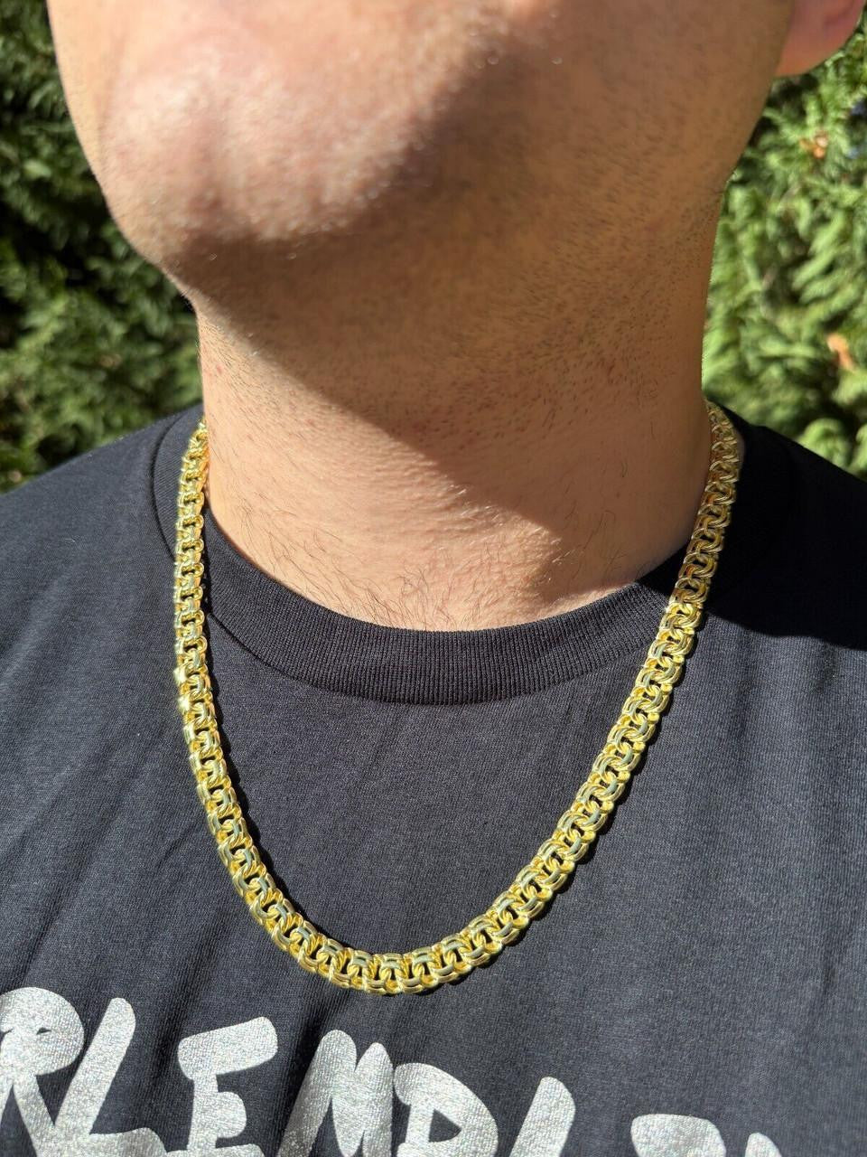 Bismark Garibaldi Chino Link Chain Necklace - 14k Gold Vermeil 925 Silver - 18"-28" - 9mm