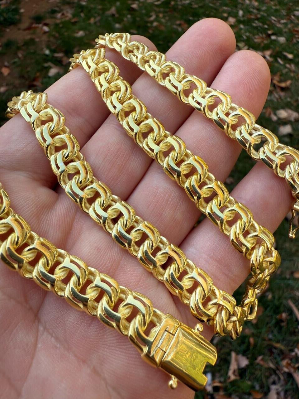 Bismark Garibaldi Chino Link Chain Necklace - 14k Gold Vermeil 925 Silver - 18"-28" - 9mm
