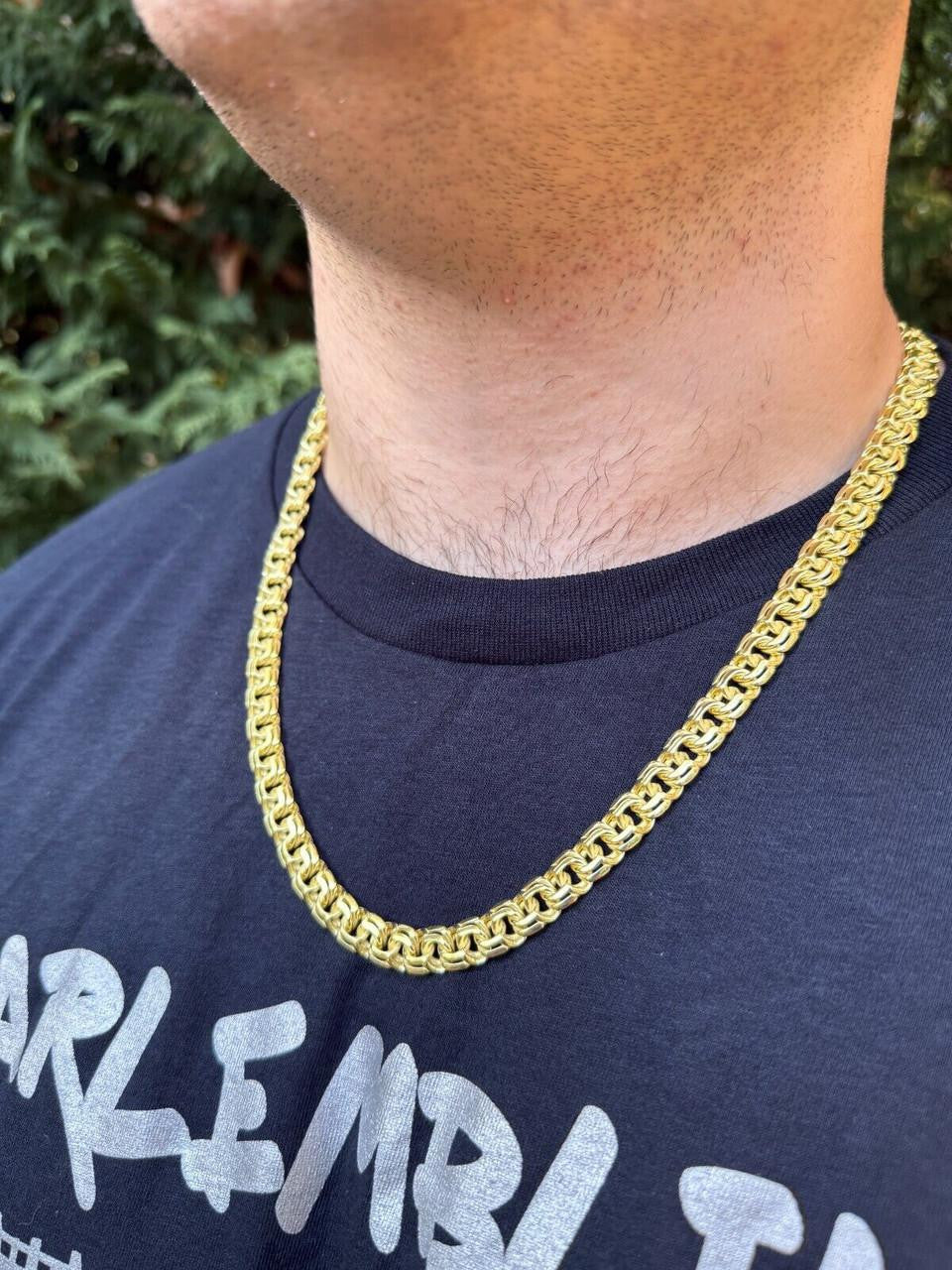 Bismark Garibaldi Chino Link Chain Necklace - 14k Gold Vermeil 925 Silver - 18"-28" - 9mm