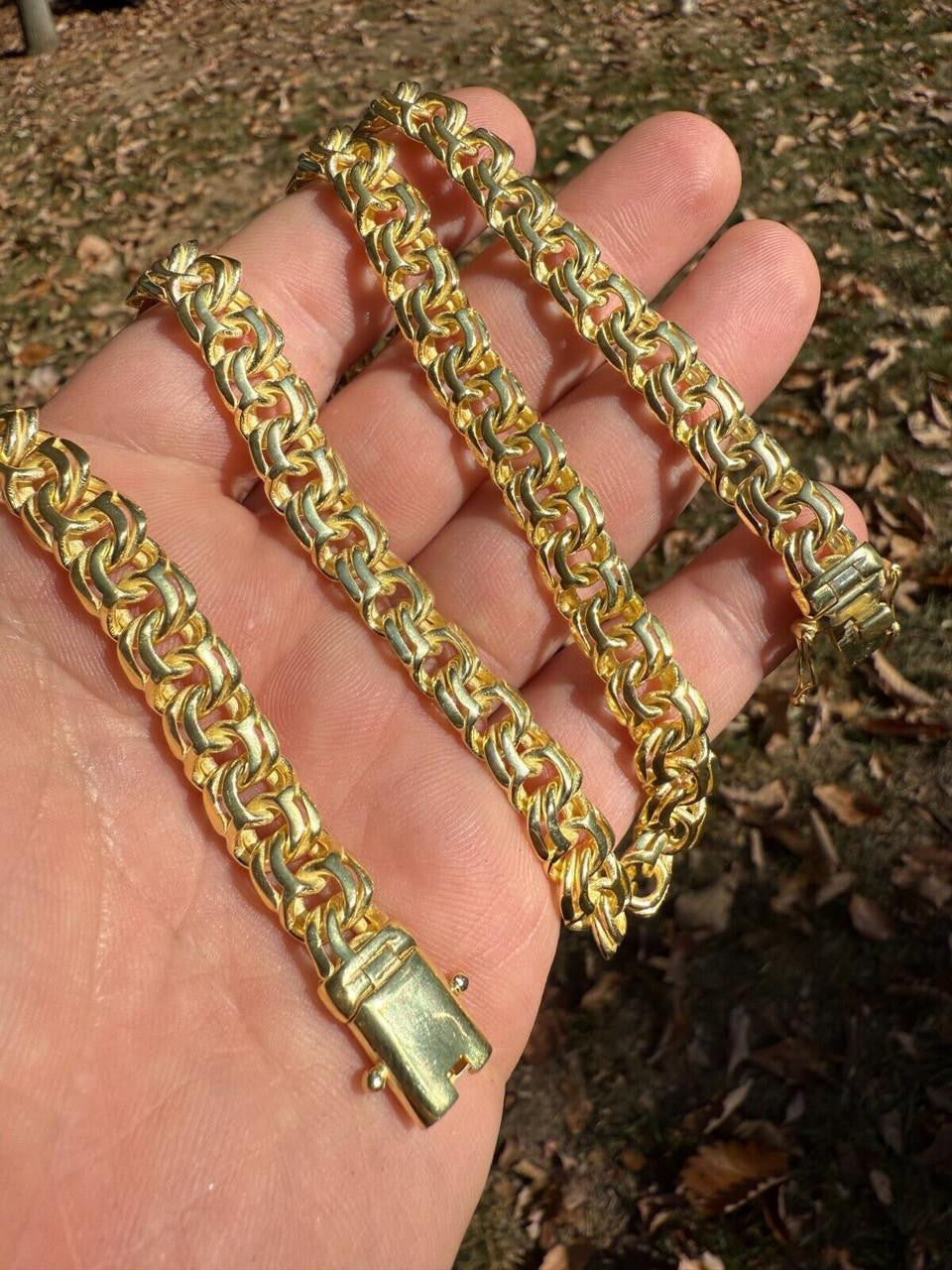 Bismark Garibaldi Chino Link Chain Necklace - 14k Gold Vermeil 925 Silver - 18"-28" - 9mm