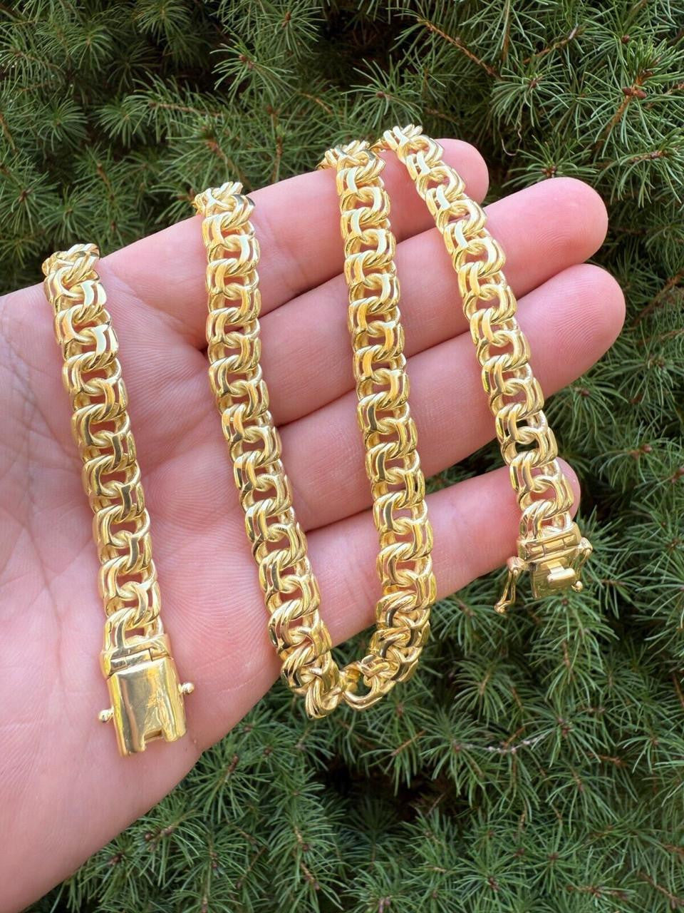 Bismark Garibaldi Chino Link Chain Necklace - 14k Gold Vermeil 925 Silver - 18"-28" - 9mm