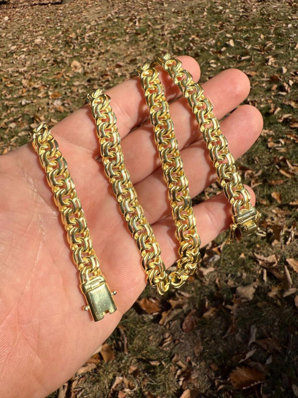 Bismark Garibaldi Chino Link Chain Necklace - 14k Gold Vermeil 925 Silver - 18"-28" - 9mm
