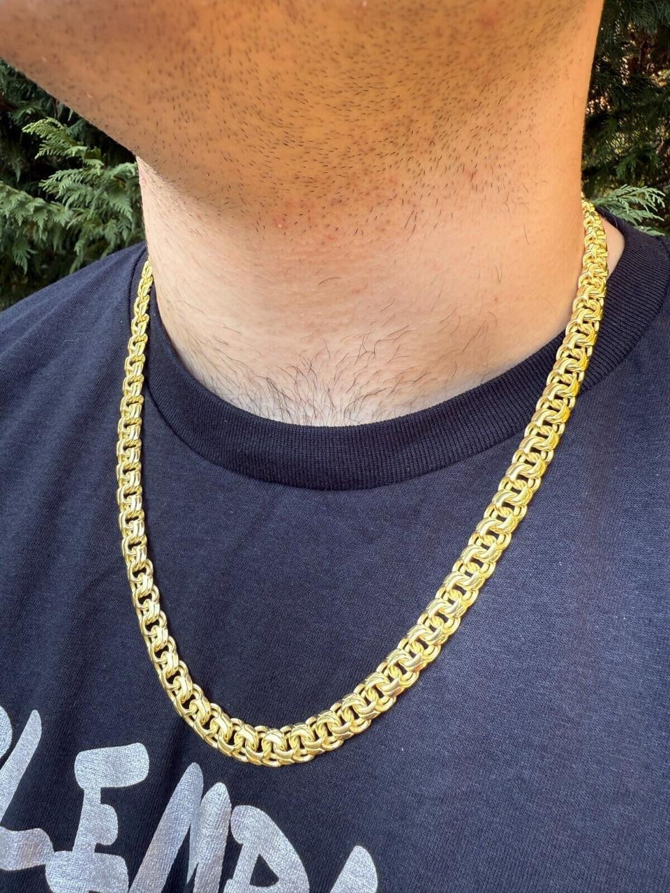Bismark Garibaldi Chino Link Chain Necklace - 14k Gold Vermeil 925 Silver - 18"-28" - 9mm