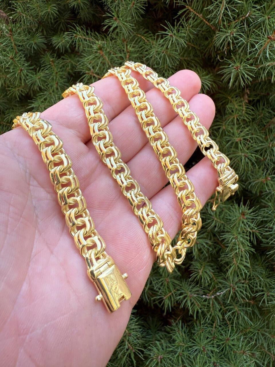 Bismark Garibaldi Chino Link Chain Necklace - 14k Gold Vermeil 925 Silver - 18"-28" - 9mm