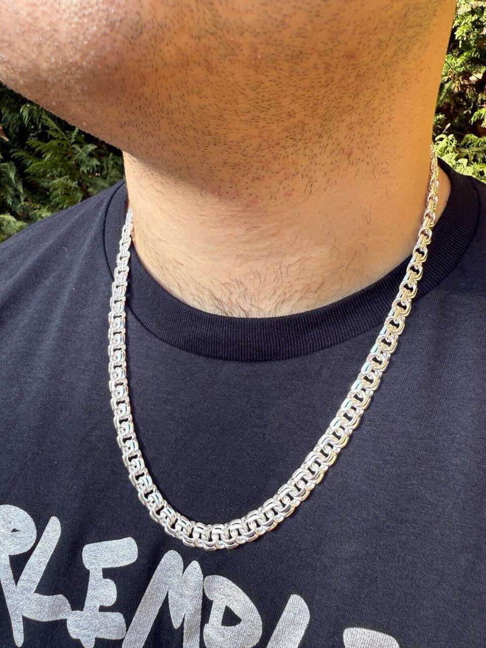 Bismark Garibaldi Chino Link Chain Necklace - 925 Sterling Silver - 18"-28" - 9mm