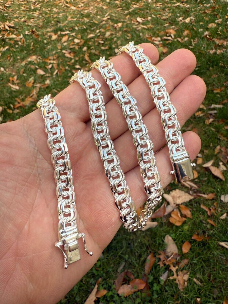 Bismark Garibaldi Chino Link Chain Necklace - 925 Sterling Silver - 18"-28" - 9mm