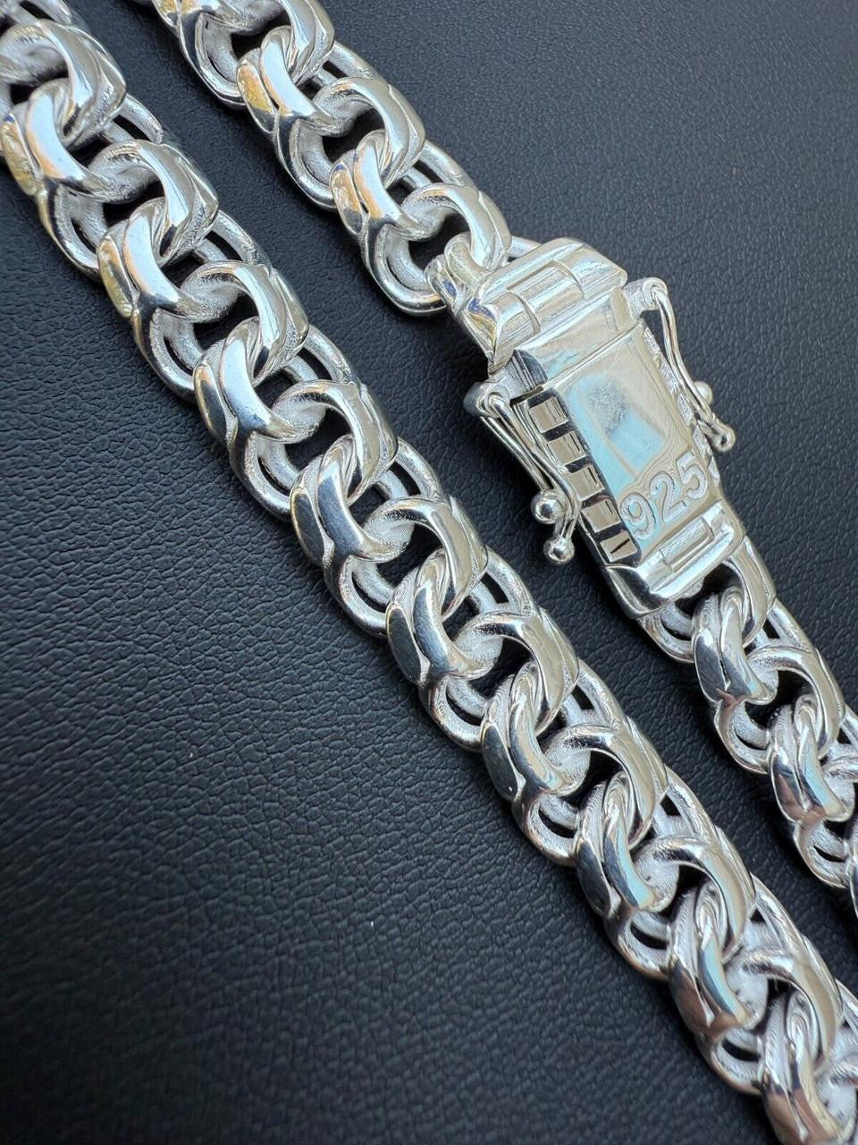 Bismark Garibaldi Chino Link Chain Necklace - 925 Sterling Silver - 18"-28" - 9mm