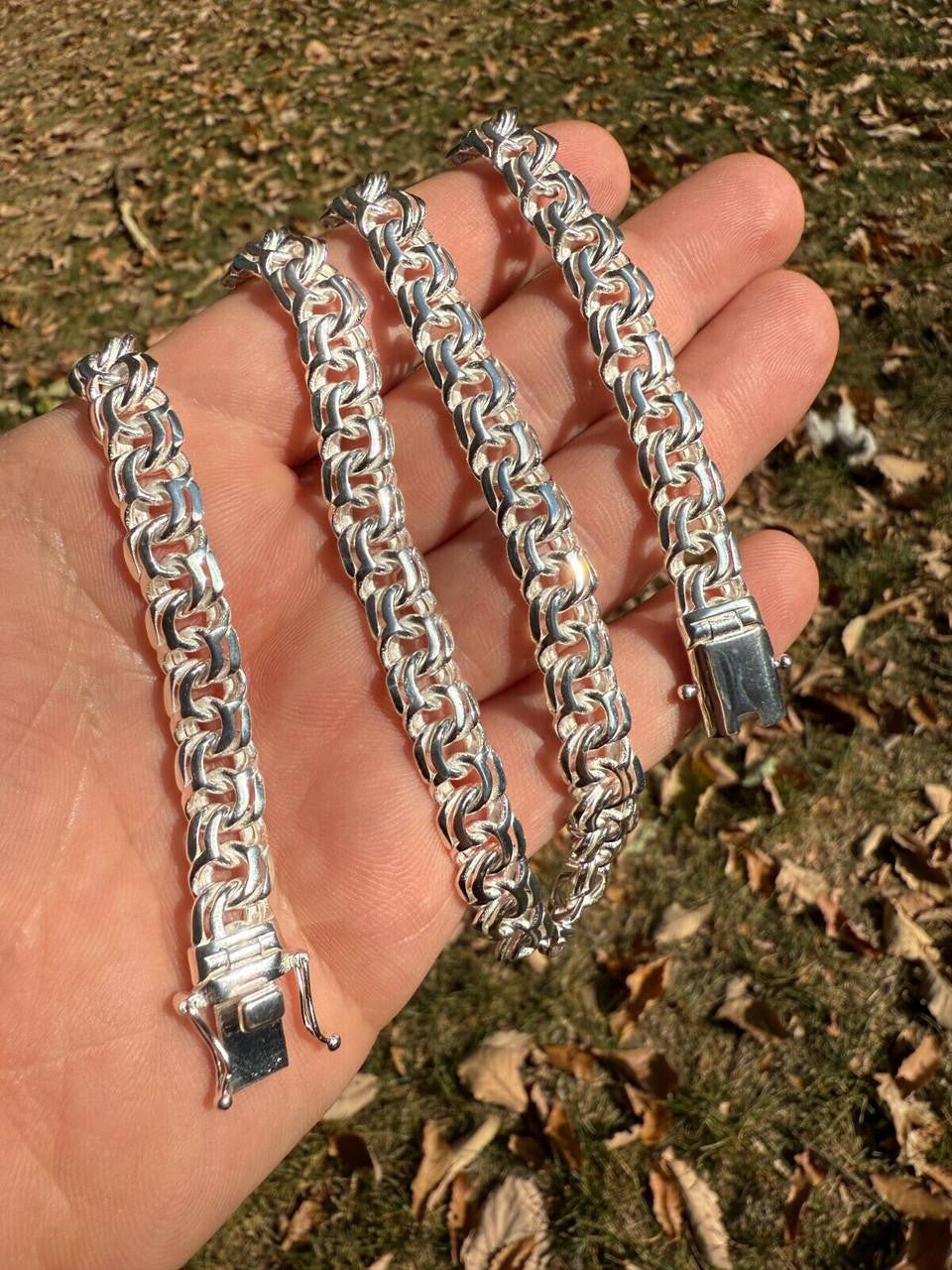 Bismark Garibaldi Chino Link Chain Necklace - 925 Sterling Silver - 18"-28" - 9mm