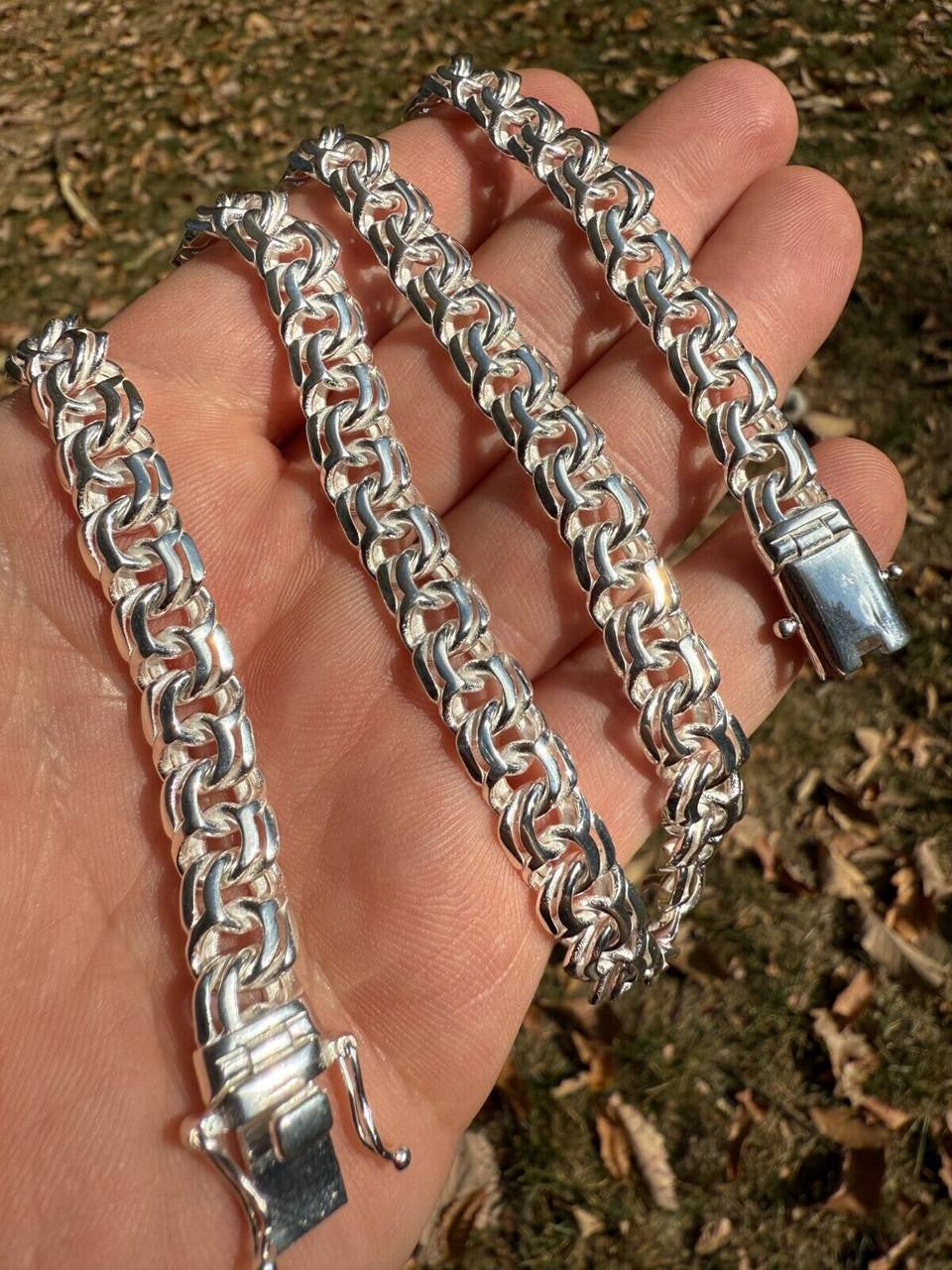 Bismark Garibaldi Chino Link Chain Necklace - 925 Sterling Silver - 18"-28" - 9mm