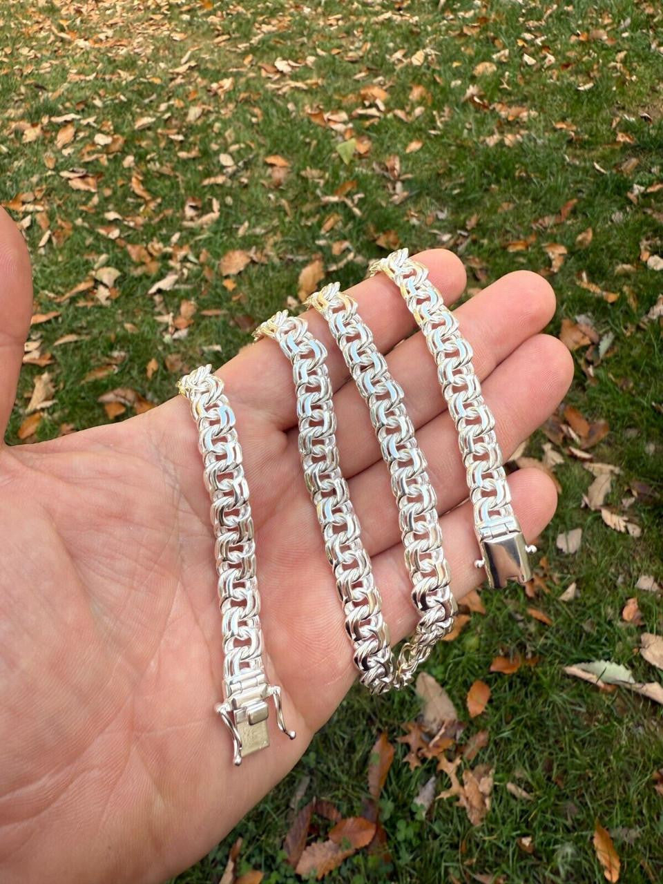 Bismark Garibaldi Chino Link Chain Necklace - 925 Sterling Silver - 18"-28" - 9mm