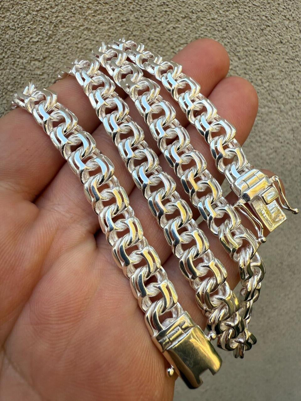 Bismark Garibaldi Chino Link Chain Necklace - 925 Sterling Silver - 18"-28" - 9mm