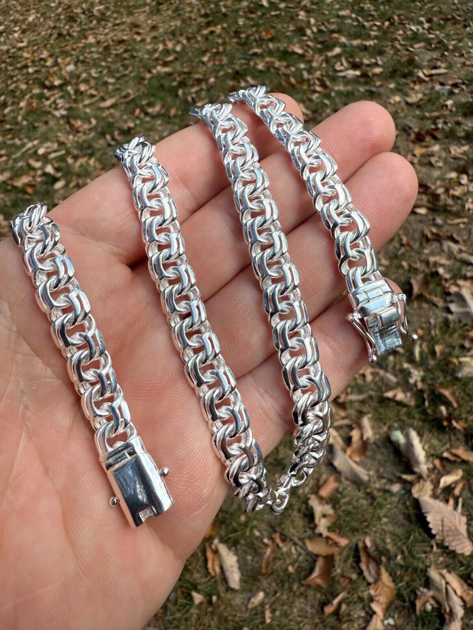 Bismark Garibaldi Chino Link Chain Necklace - 925 Sterling Silver - 18"-28" - 9mm