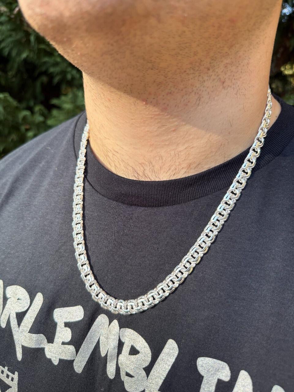 Bismark Garibaldi Chino Link Chain Necklace - 925 Sterling Silver - 18"-28" - 9mm