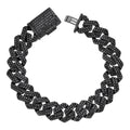 Black MOISSANITE #1 Bestseller Miami Cuban Link Prong Bracelet Iced Out - Black Rhodium Over 925 Silver - 8mm-16mm - 6" - 9"