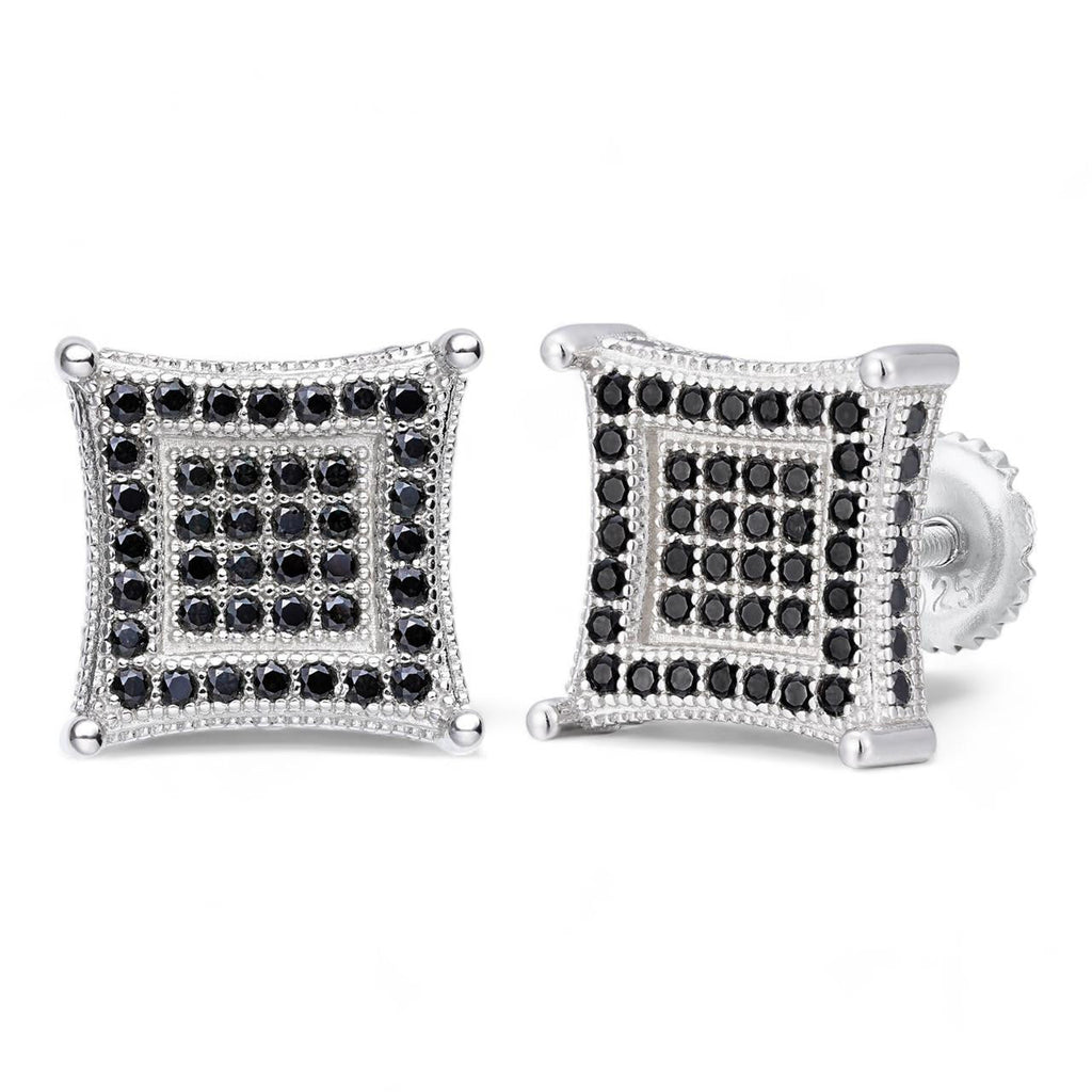 Black MOISSANITE 3D Kite Classic Iced Out Earrings - 925 Silver - 11mm