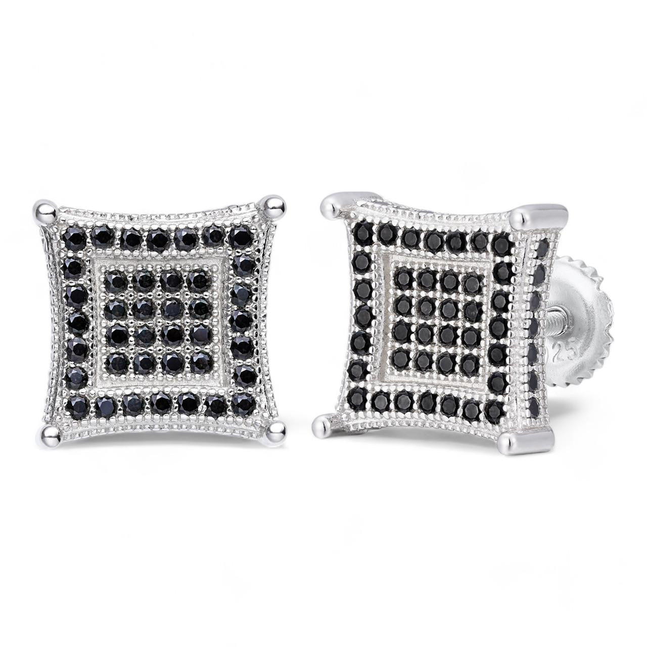 Black MOISSANITE 3D Kite Classic Iced Out Earrings - 925 Silver - 11mm