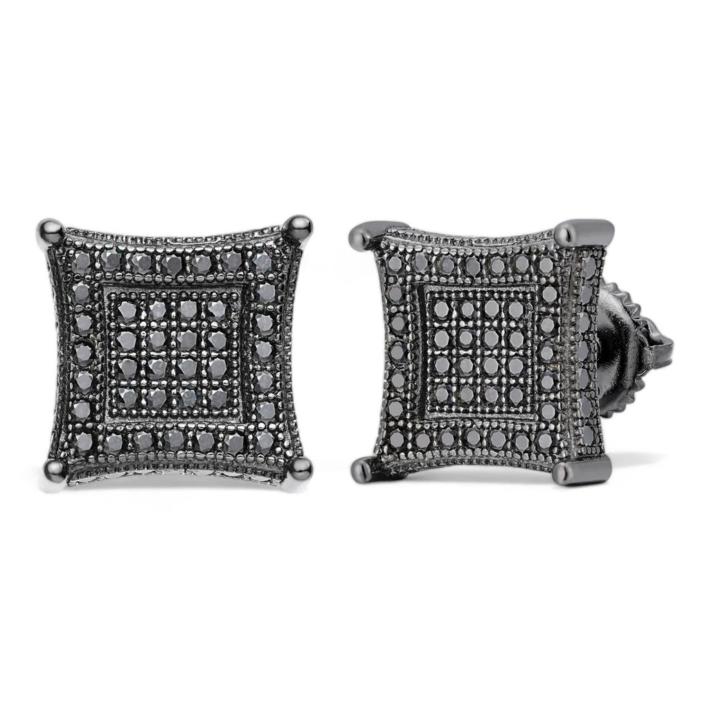 Black MOISSANITE 3D Kite Classic Iced Out Earrings - Black Rhodium Plated 925 Silver - 11mm