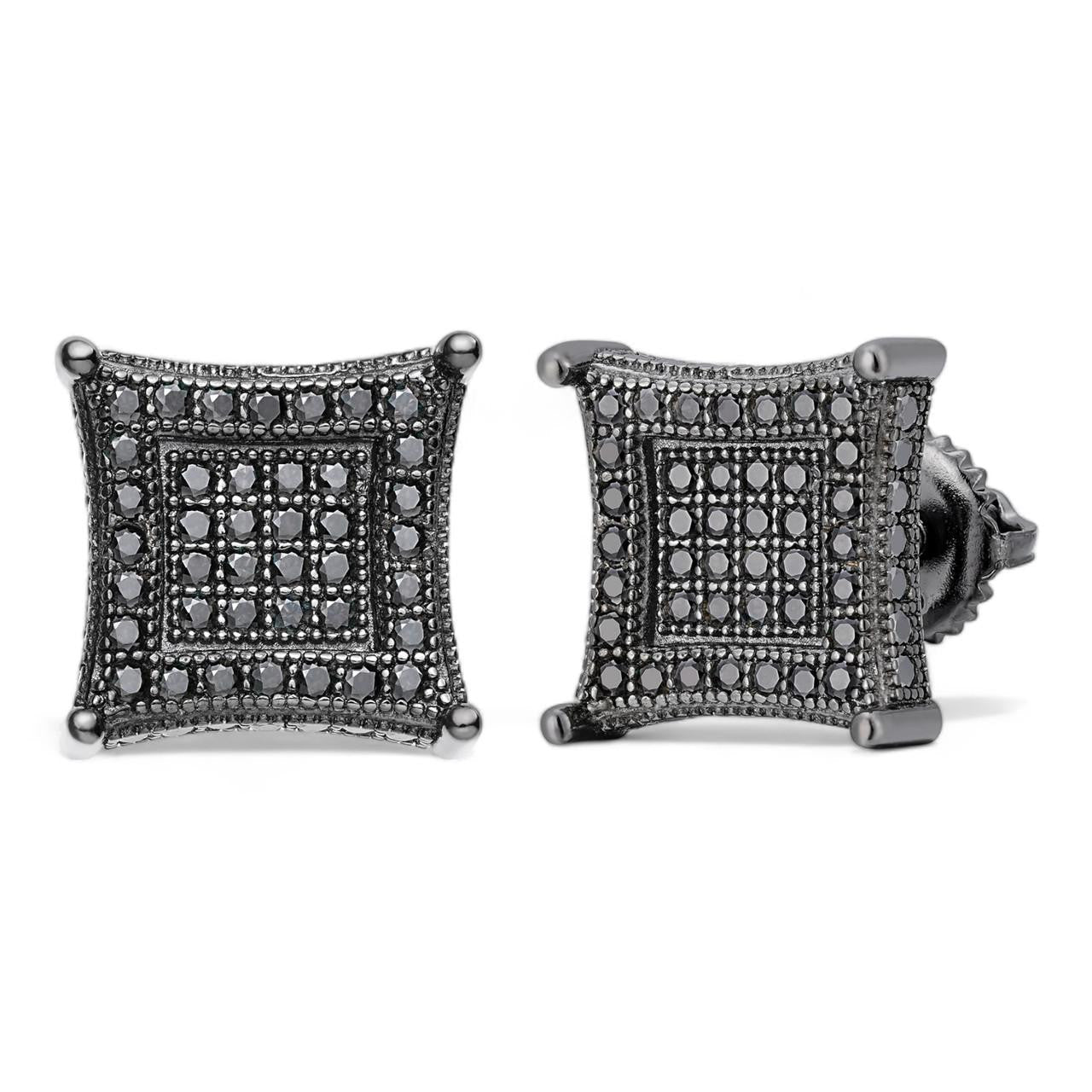 Black MOISSANITE 3D Kite Classic Iced Out Earrings - Black Rhodium Plated 925 Silver - 11mm
