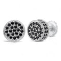 Black MOISSANITE 3D Round Iced Out Earrings - 925 Silver - 8mm