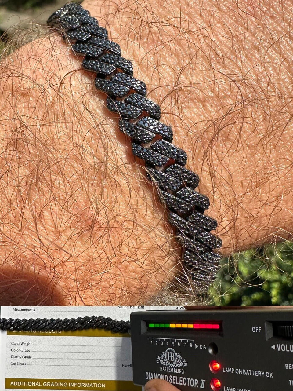 BLACK MOISSANITE 8mm Real Miami Cuban Link Prong Bracelet Iced Black Rhodium Over 925 Silver