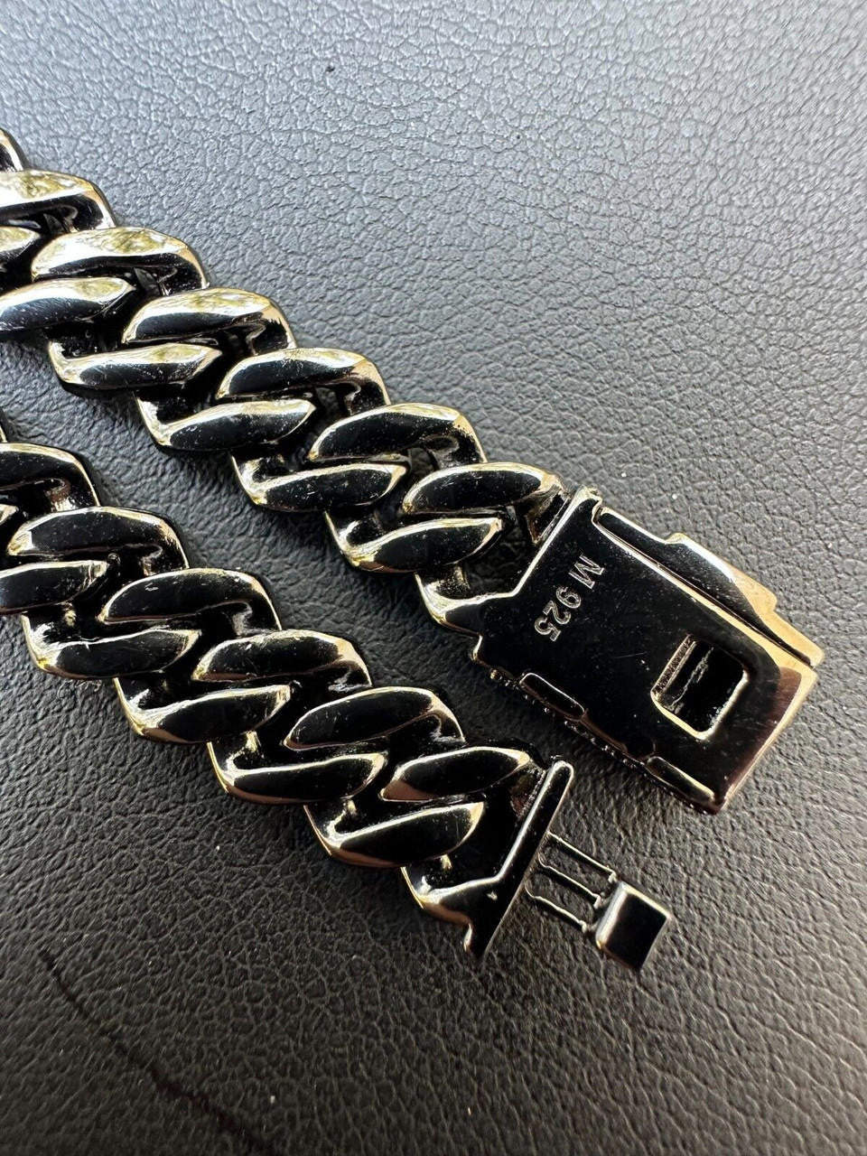 BLACK MOISSANITE 8mm Real Miami Cuban Link Prong Bracelet Iced Black Rhodium Over 925 Silver
