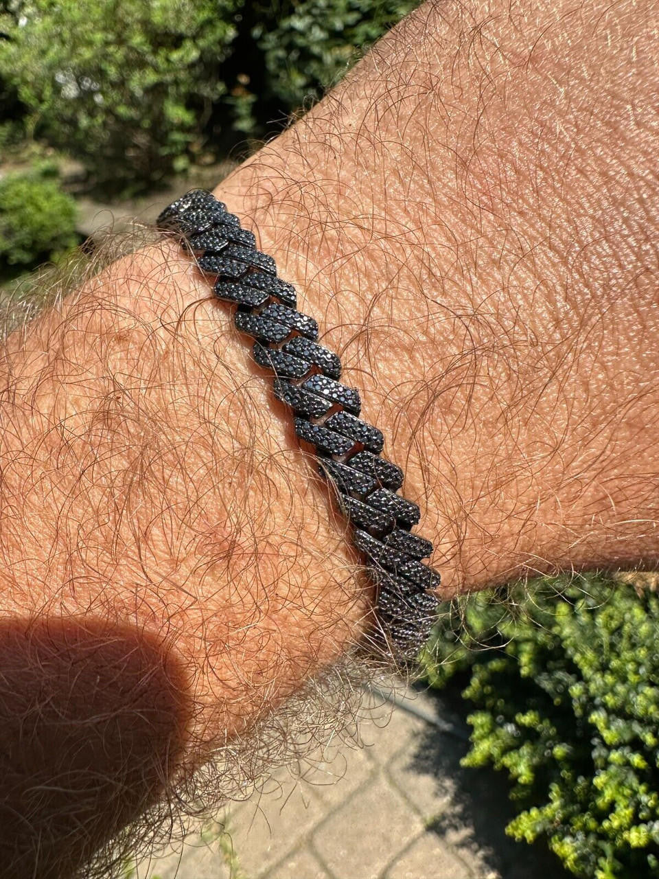 BLACK MOISSANITE 8mm Real Miami Cuban Link Prong Bracelet Iced Black Rhodium Over 925 Silver