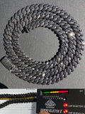 BLACK MOISSANITE 8mm Real Miami Cuban Link Prong Chain Iced Black Rhodium Over 925 Silver Necklace