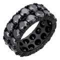 Black MOISSANITE Double Row Eternity Ring - 925 Silver Oxidized Rhodium