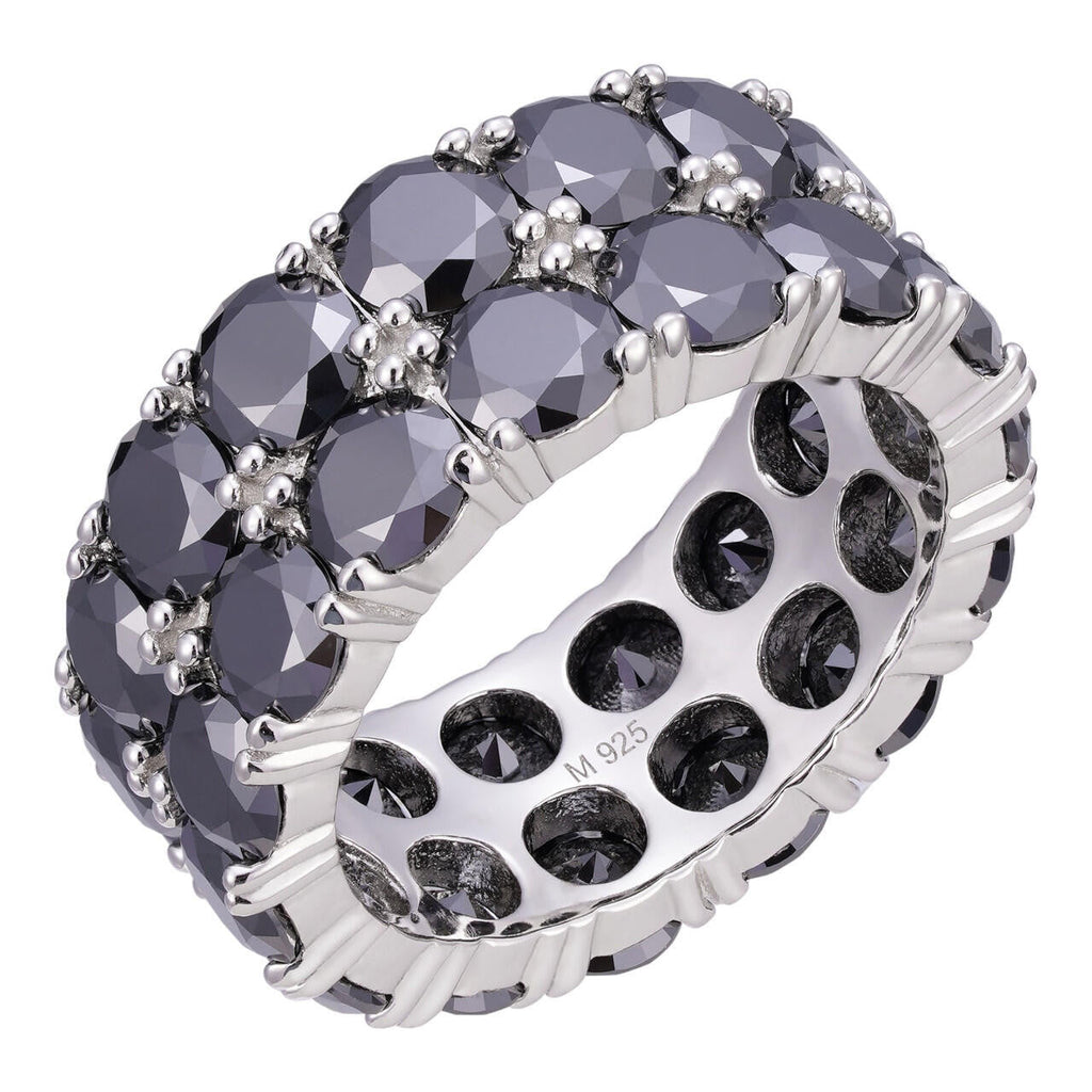 Black MOISSANITE Double Row Eternity Ring - 925 Silver