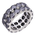 Black MOISSANITE Double Row Eternity Ring - 925 Silver