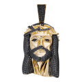Black MOISSANITE Hip Hop Jesus Pendant - 14k Gold Vermeil 925 Silver - 3 Sizes 1.5"-3.25"