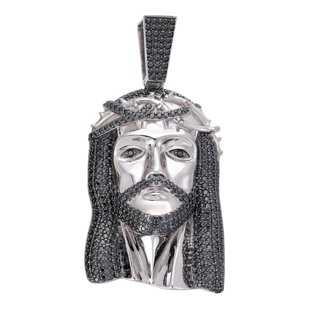 Black MOISSANITE Hip Hop Jesus Pendant - 925 Silver - 3 Sizes 1.5"-3.25"