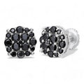Black MOISSANITE Iced Out Culture Earrings - 925 Silver - 9mm