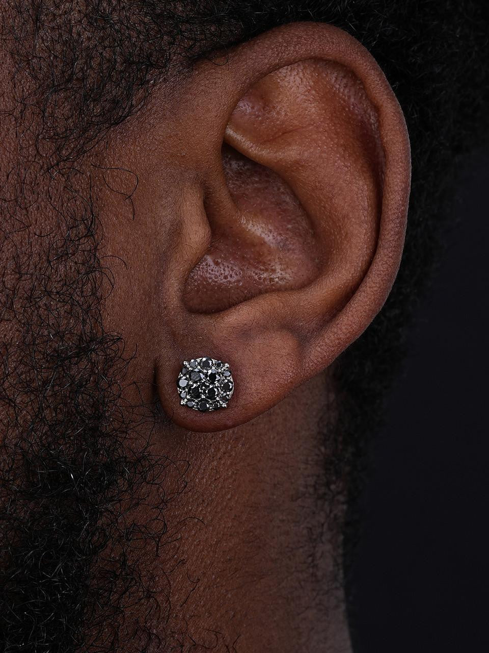 Black MOISSANITE Iced Out Culture Earrings - 925 Silver - 9mm
