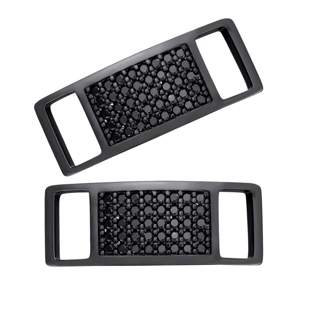 Black MOISSANITE Iced Out Lace Locks - Black Rhodium Over 925 Silver  -  Great For All Sneakers: Nike Air Force 1, Jordans, & More
