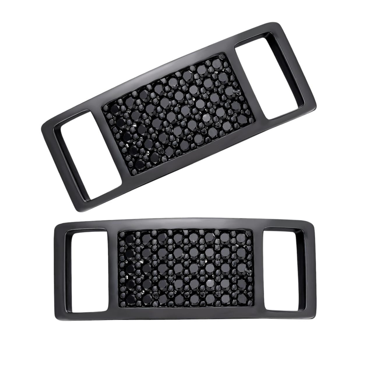Black MOISSANITE Iced Out Lace Locks - Black Rhodium Over 925 Silver  -  Great For All Sneakers: Nike Air Force 1, Jordans, & More