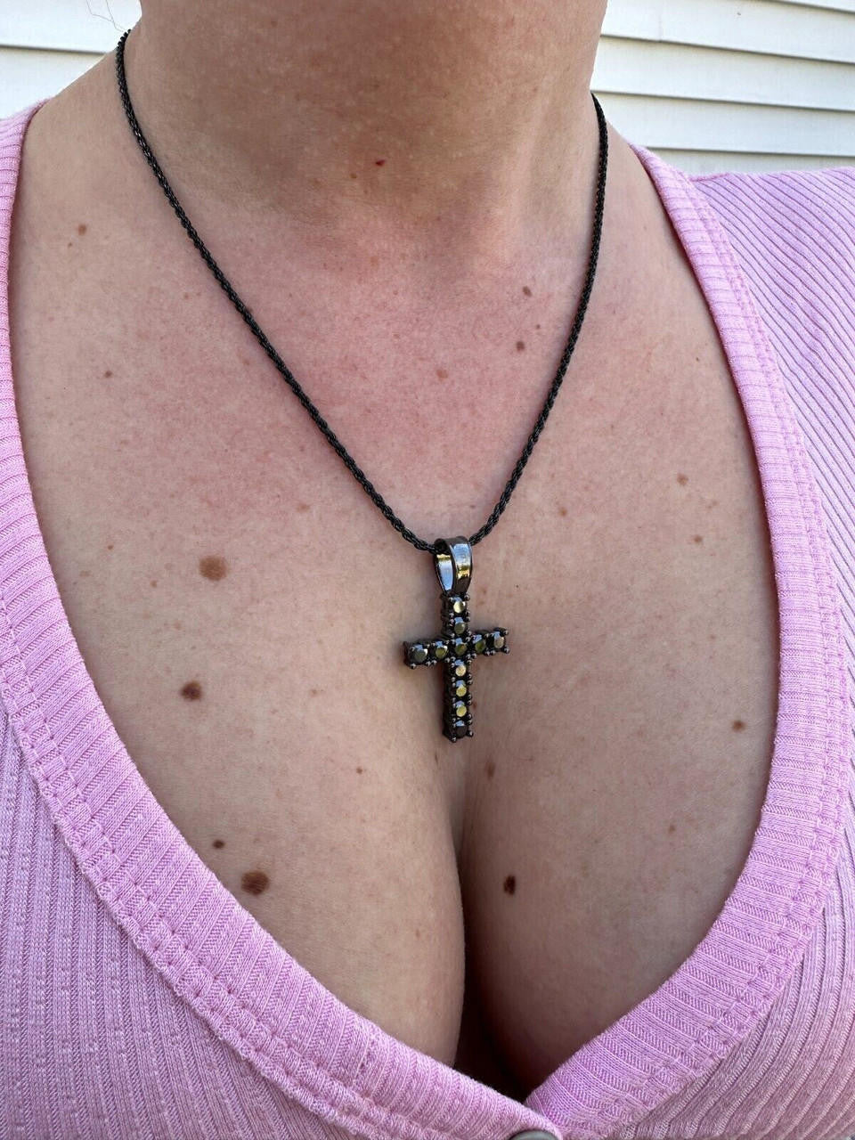 Black MOISSANITE Tennis Cross - Black Rhodium Over 925 Silver - 5 Sizes 0.75"-2.25"