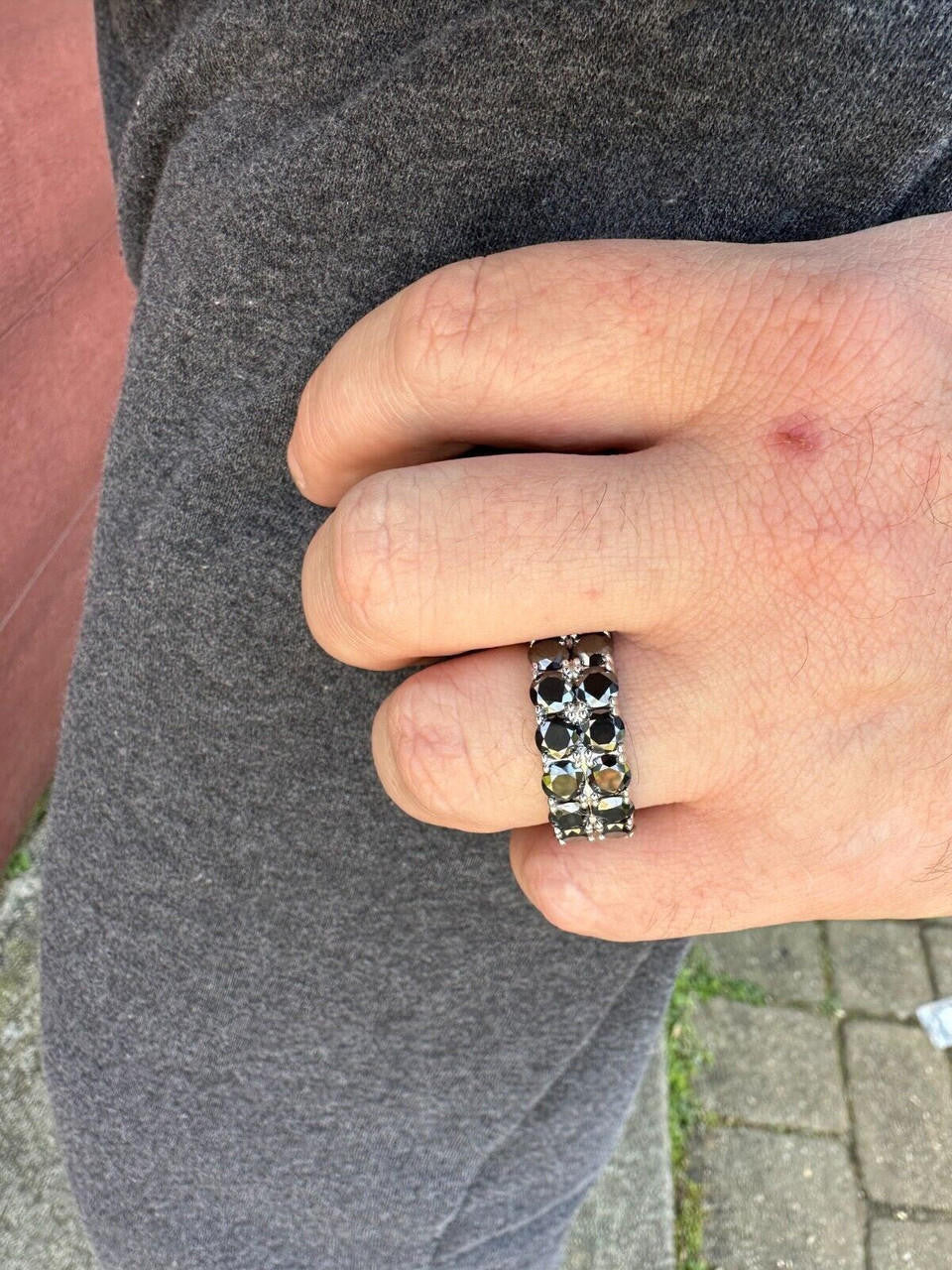Black MOISSANITE Double Row Eternity Ring - 925 Silver
