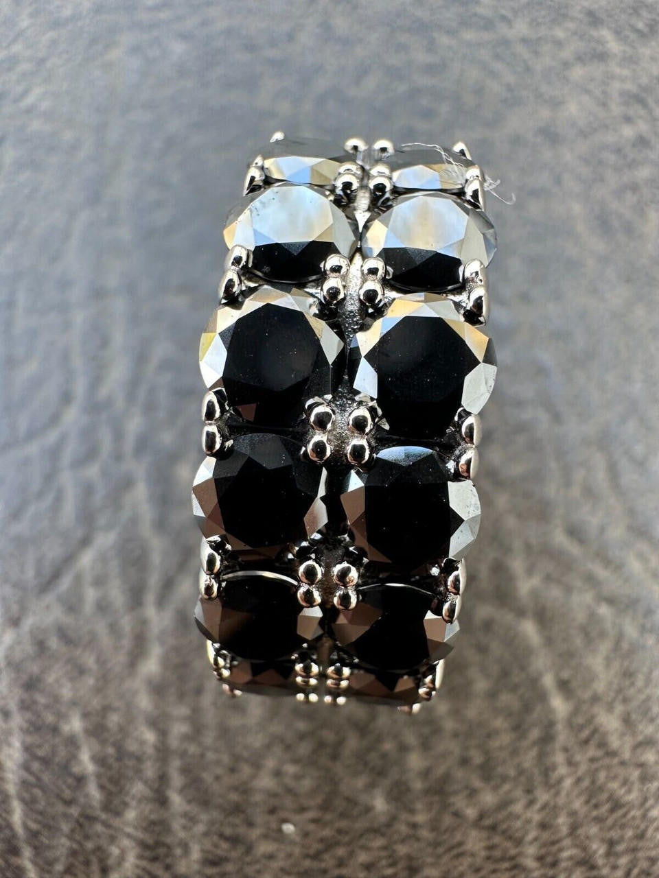 Black MOISSANITE Double Row Eternity Ring - 925 Silver