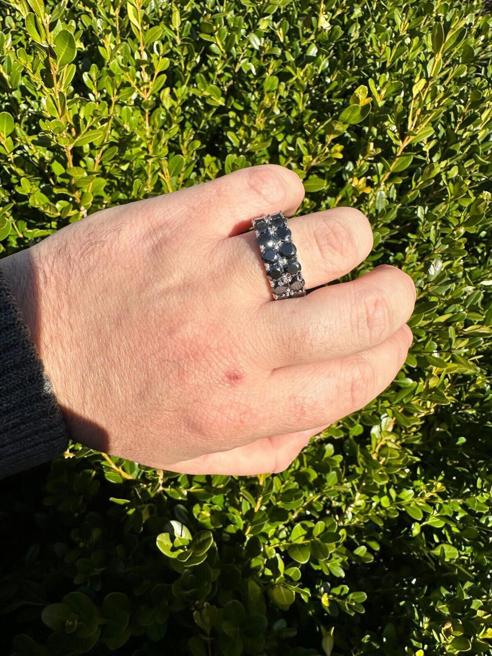 Black MOISSANITE Double Row Eternity Ring - 925 Silver