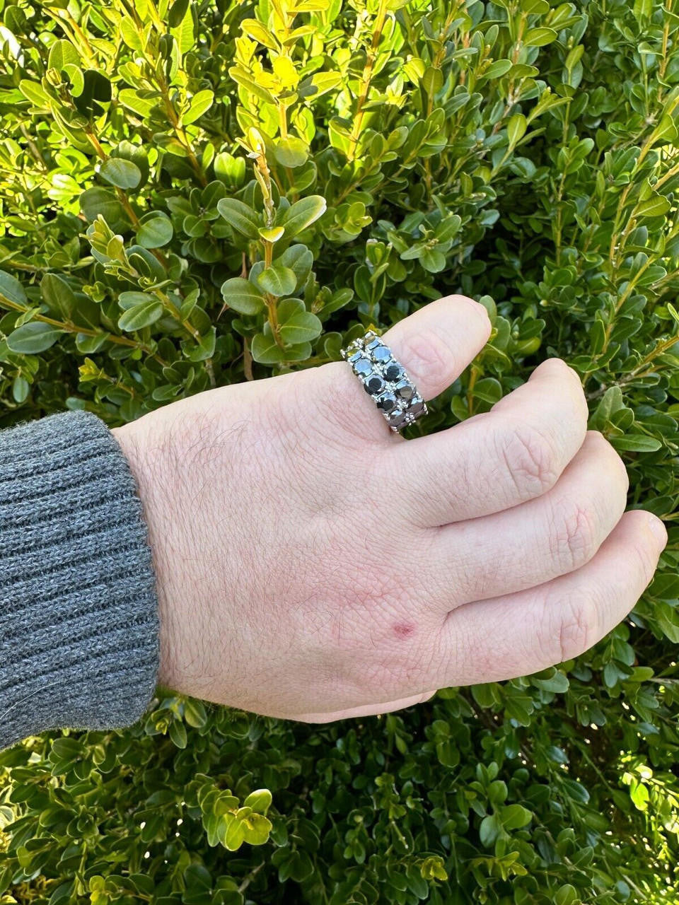Black MOISSANITE Double Row Eternity Ring - 925 Silver