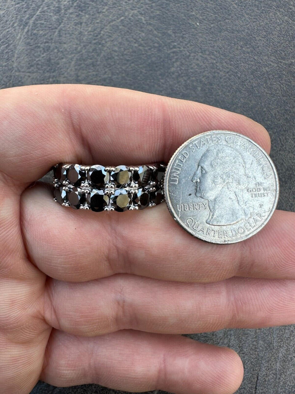 Black MOISSANITE Double Row Eternity Ring - 925 Silver