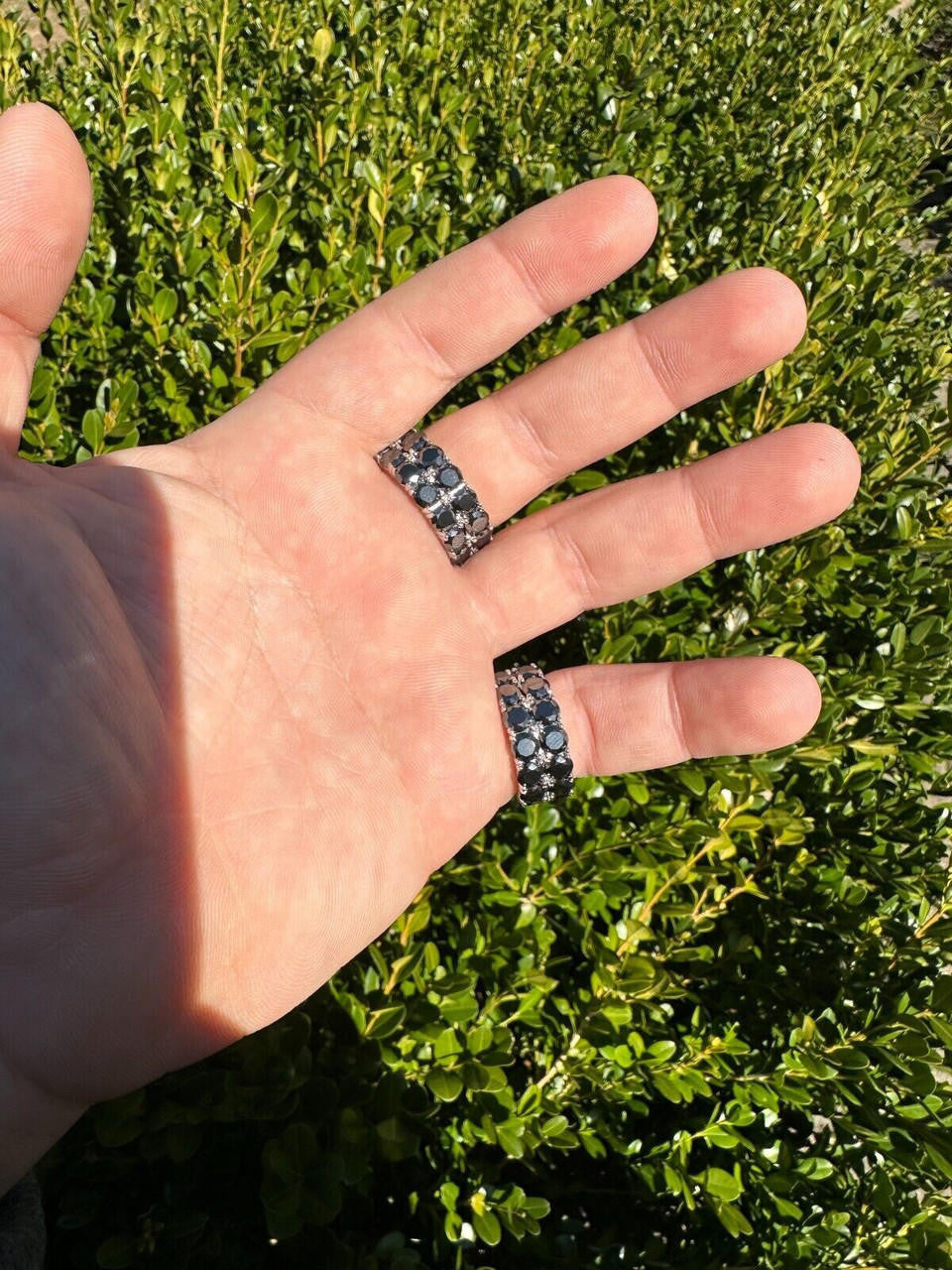 Black MOISSANITE Double Row Eternity Ring - 925 Silver