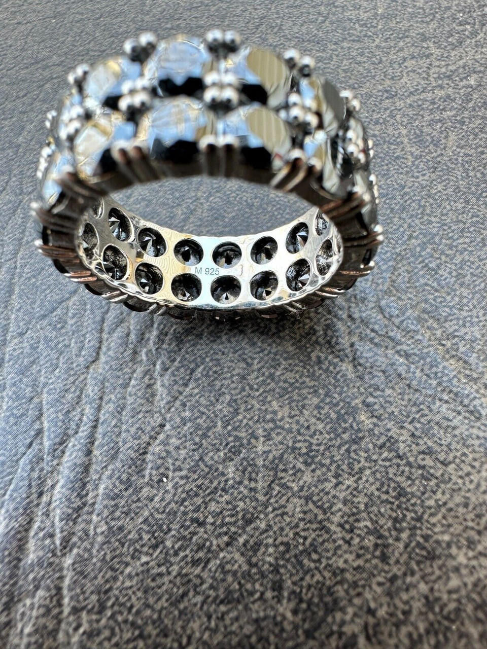 Black MOISSANITE Double Row Eternity Ring - 925 Silver