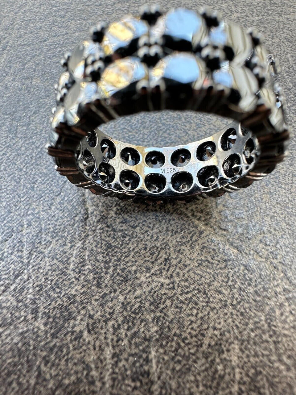 Black MOISSANITE Double Row Eternity Ring - 925 Silver Oxidized Rhodium