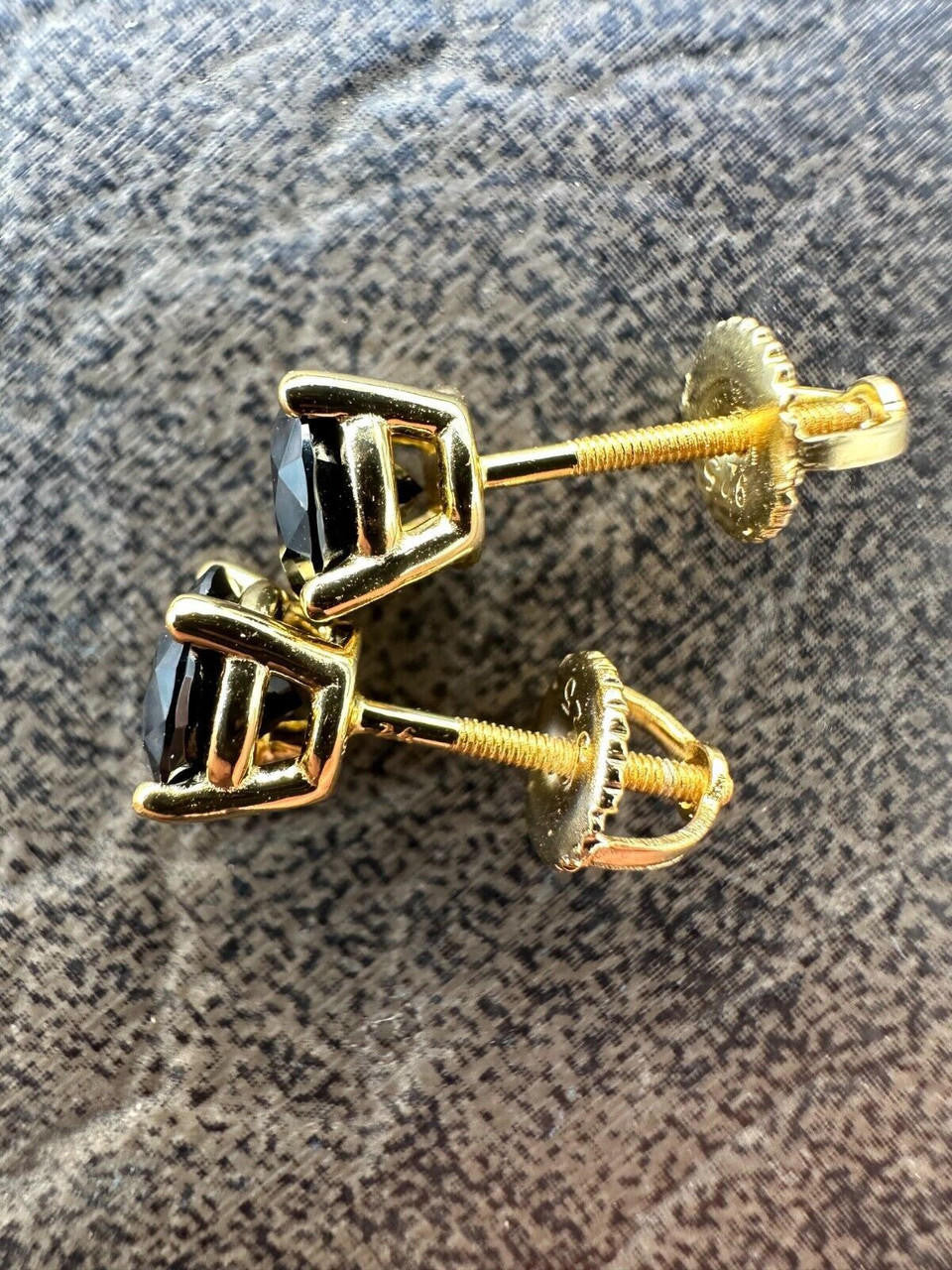 Black MOISSANITE Solitaire Stud Earrings - 14k Gold Vermeil 925 Silver - 3mm-8mm - 0.2-4ct