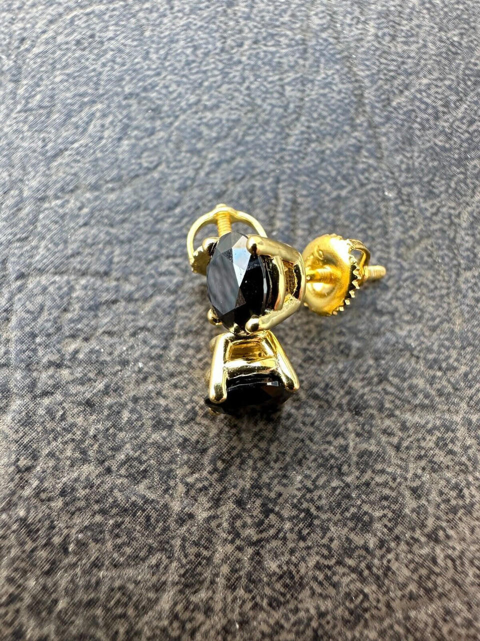 Black MOISSANITE Solitaire Stud Earrings - 14k Gold Vermeil 925 Silver - 3mm-8mm - 0.2-4ct